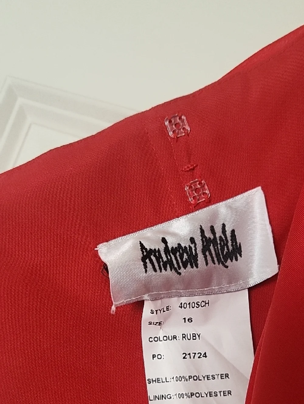 Andrew Adela Red Formal Prom Dress Sheer Overlay Women Size 16 - Picture 5 of 9
